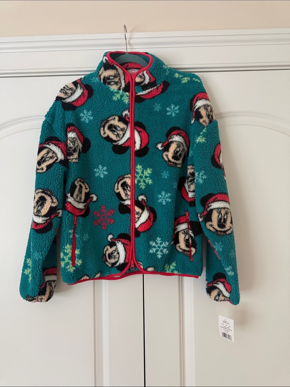 Kohl's Teal Mickey Holiday Fleece Jacket with Red Trim